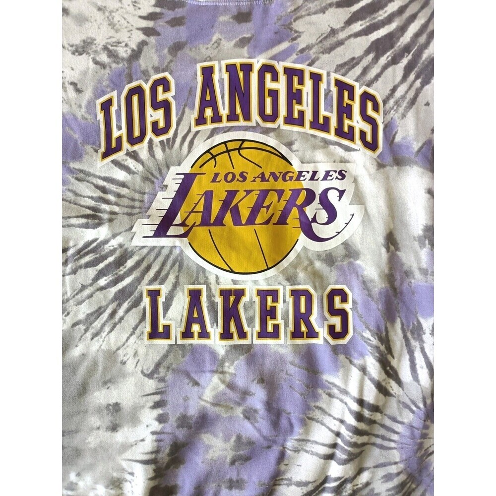 Los Angeles Lakers Sweatshirt Womens XL Purple Tie Dye Short Sleeve - Picture 2 of 6
